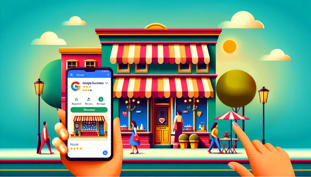 Illustration of a storefront and Google Business Profile