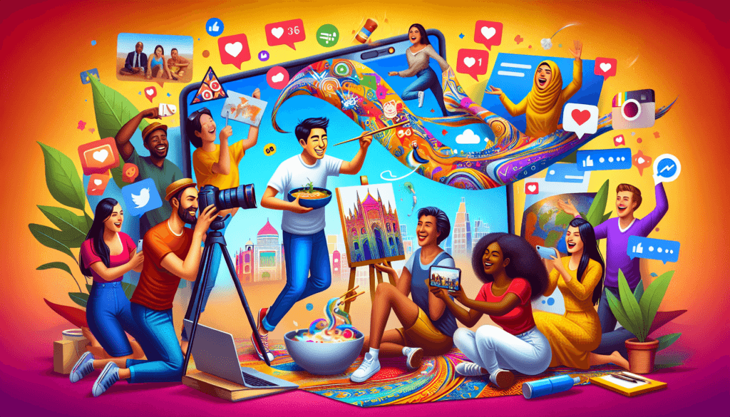 Illustration of user-generated content being shared on social media.