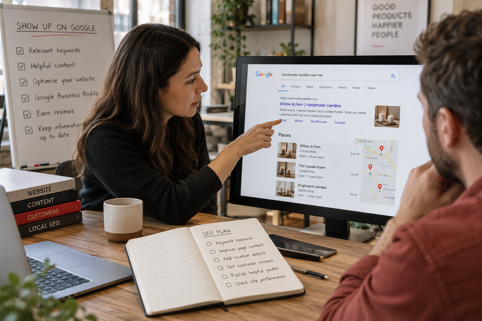 Illustrative marketing planning for Top Tips on How to Show Up on Google Search